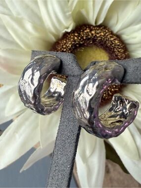 Simon Sebbag SSD 925 Sterling Silver Hammered Hoop Earrings